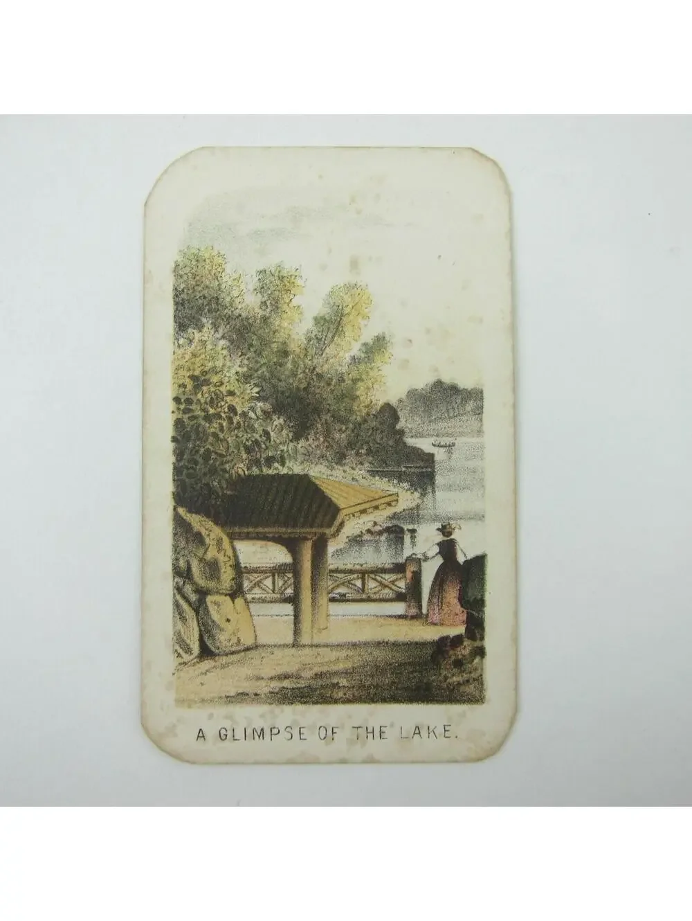 Prang Color Litho Print Glimpse of the Lake Central Park New York Antique 1864
